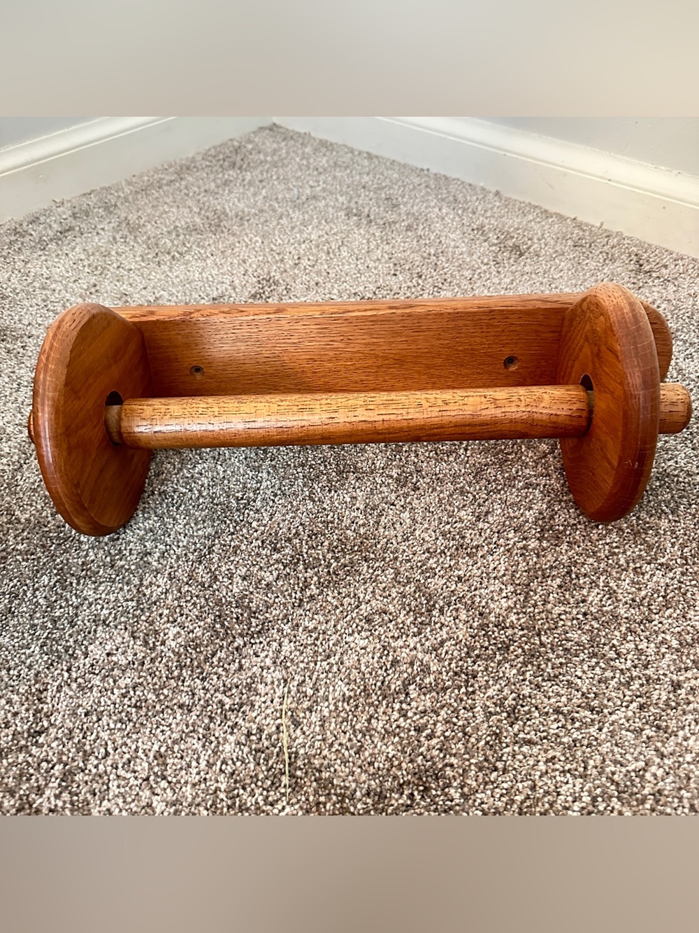 Handmade wooden oak paper towel holder